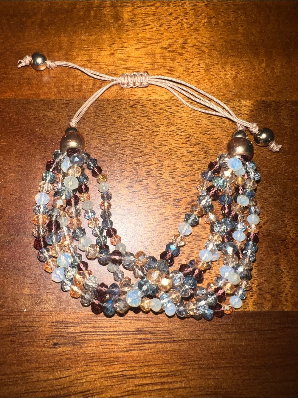 Multi-Strand Beaded Bracelet in Champagne and Taupe - Women's Jewelry